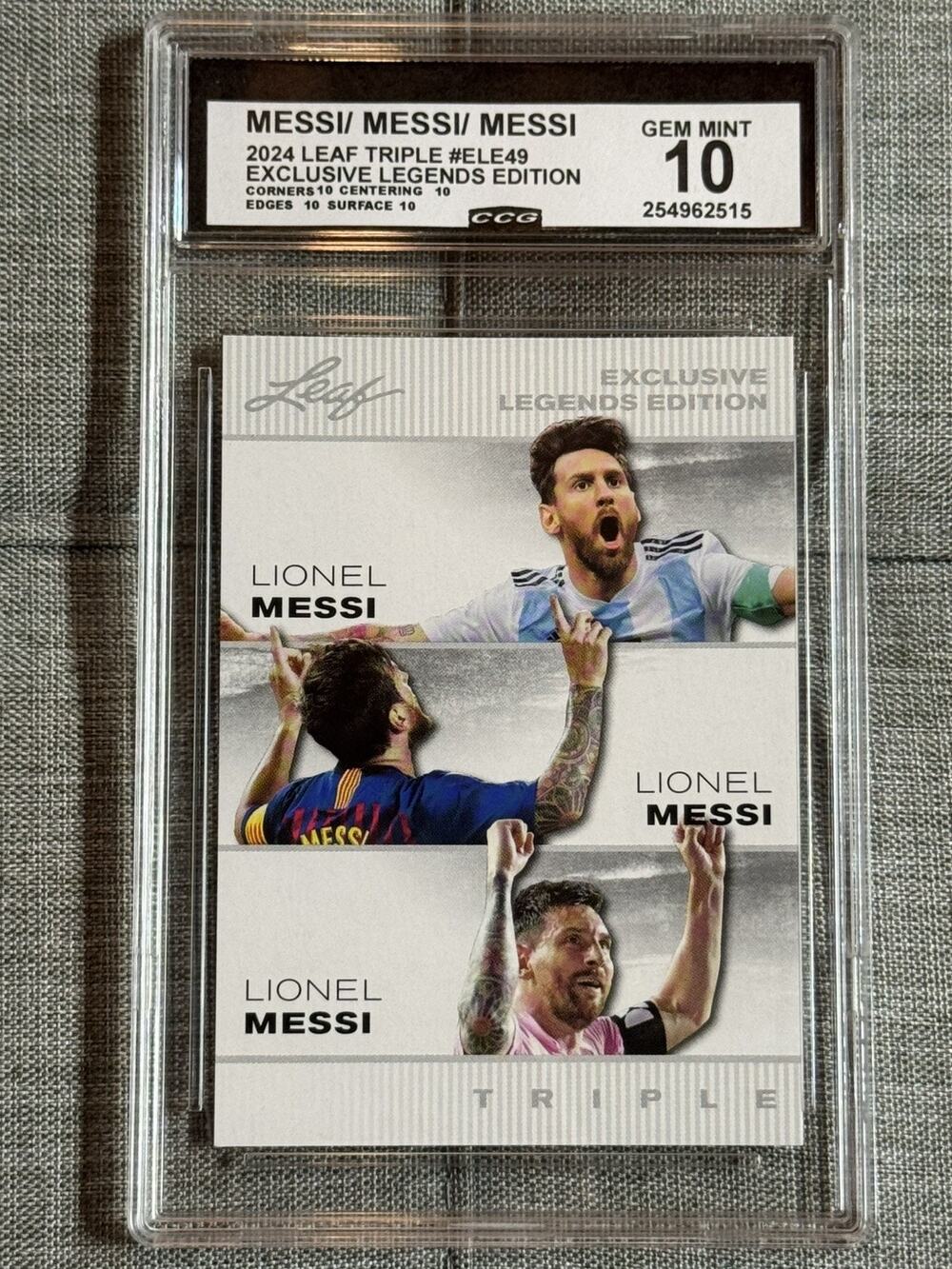 2024 Leaf Exclusive Legends Lionel Messi Triple ELE-49 Gem Mint 10